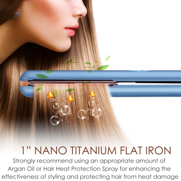 NITION Ceramic Tourmaline Flat Irons for Hair LCD Hair Straightener MCH Fast Straightening for Healthy Styling. 6 Temperature Levels 265-450°F Adjustable for All Hair. Travel Pouch Bag Included. Black - Imagen 20