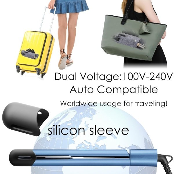 NITION Ceramic Tourmaline Flat Irons for Hair LCD Hair Straightener MCH Fast Straightening for Healthy Styling. 6 Temperature Levels 265-450°F Adjustable for All Hair. Travel Pouch Bag Included. Black - Imagen 25