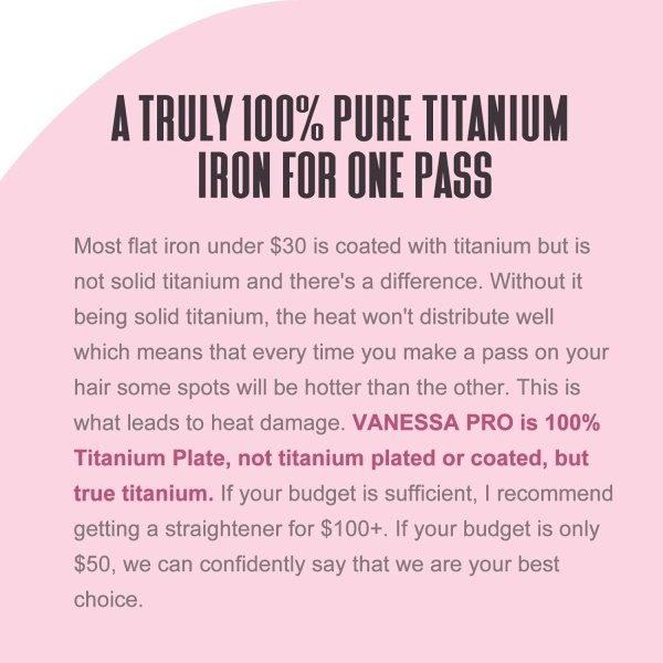 VANESSA PRO Flat Iron Hair Straightener, 100% Pure Titanium Flat Iron with Swift Heat-up for Effortless Achieve Curls & Straighten Look, Dual Voltage Hair Styling Tools 1-Inch - Imagen 2