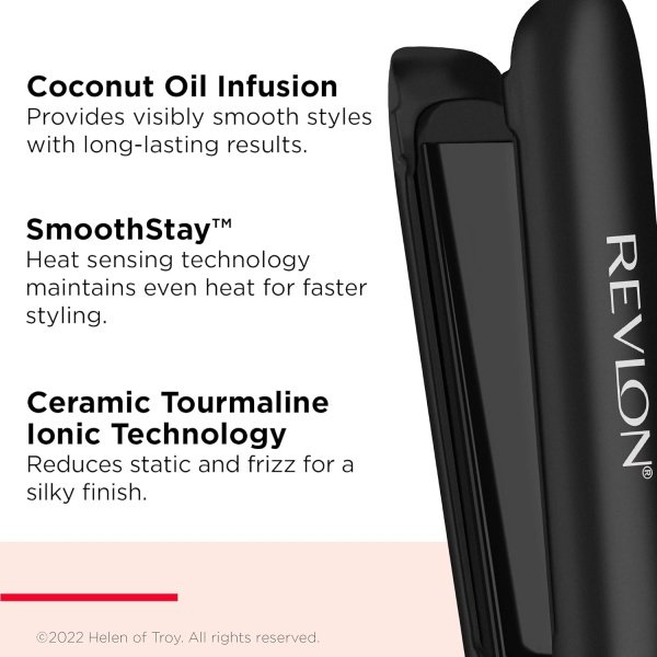 Revlon SmoothStay Coconut Oil-Infused Straightener | for Sleek, Shiny Looks (1 in) - Image 2