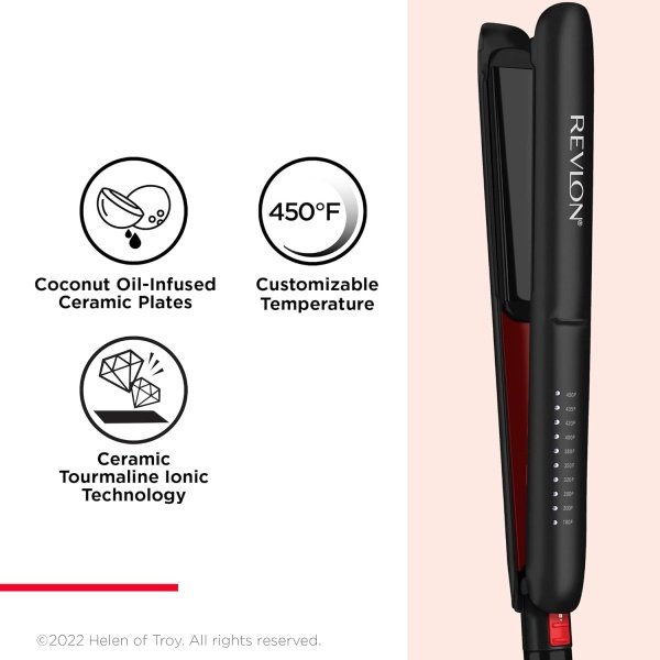 Revlon SmoothStay Coconut Oil-Infused Straightener | for Sleek, Shiny Looks (1 in) - Image 5