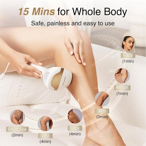 Diode Laser Hair Removal for Men and Women, V8S for Skin Tone 1-5, Permanent Reduction in Hair Regrowth, The World's First FDA-Cleared Home-use Wide-Angle 810nm Laser Hair Removal Device - Image 17