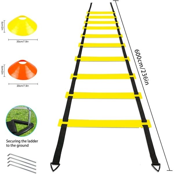 Soccer Agility Training Equipment Set, Soccer Accessories 20Ft Agility Ladder, 12 Cones, Solo Soccer Trainer, Jump Rope Speed Training Equipment Gifts for Boy - Image 2