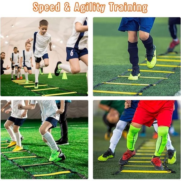 Soccer Agility Training Equipment Set, Soccer Accessories 20Ft Agility Ladder, 12 Cones, Solo Soccer Trainer, Jump Rope Speed Training Equipment Gifts for Boy - Image 6
