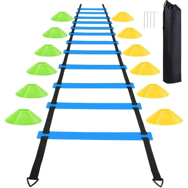 Soccer Agility Training Equipment Set, Soccer Accessories 20Ft Agility Ladder, 12 Cones, Solo Soccer Trainer, Jump Rope Speed Training Equipment Gifts for Boy - Image 9