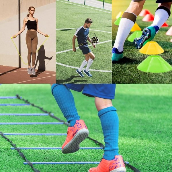 Soccer Agility Training Equipment Set, Soccer Accessories 20Ft Agility Ladder, 12 Cones, Solo Soccer Trainer, Jump Rope Speed Training Equipment Gifts for Boy - Image 10