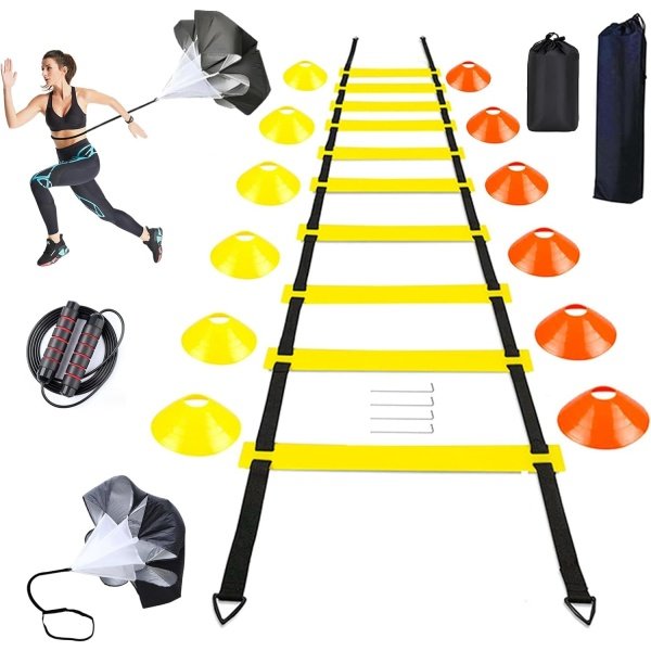 Soccer Agility Training Equipment Set, Soccer Accessories 20Ft Agility Ladder, 12 Cones, Solo Soccer Trainer, Jump Rope Speed Training Equipment Gifts for Boy - Image 11