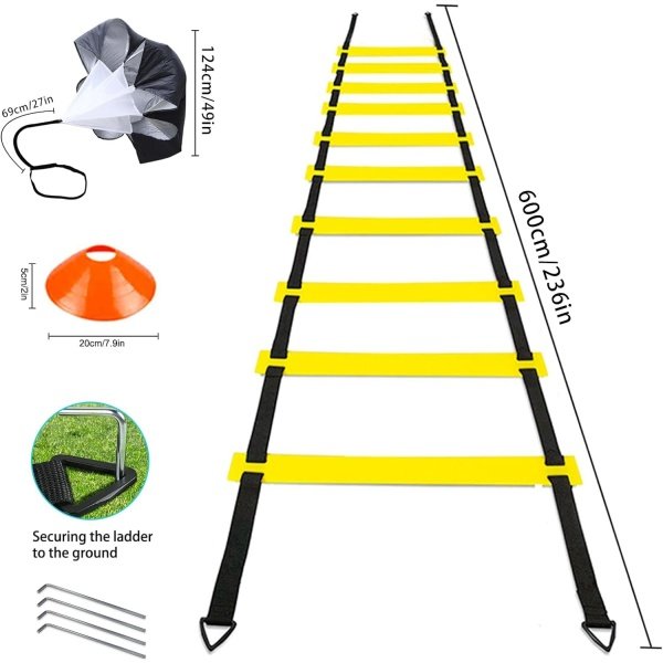 Soccer Agility Training Equipment Set, Soccer Accessories 20Ft Agility Ladder, 12 Cones, Solo Soccer Trainer, Jump Rope Speed Training Equipment Gifts for Boy - Image 13