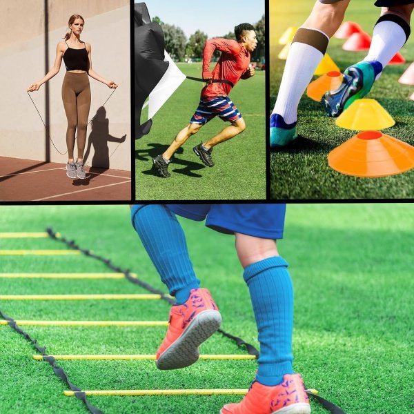 Soccer Agility Training Equipment Set, Soccer Accessories 20Ft Agility Ladder, 12 Cones, Solo Soccer Trainer, Jump Rope Speed Training Equipment Gifts for Boy - Image 15