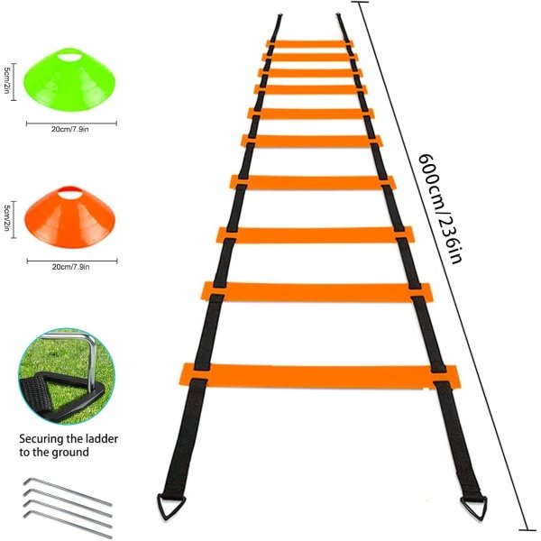 Soccer Agility Training Equipment Set, Soccer Accessories 20Ft Agility Ladder, 12 Cones, Solo Soccer Trainer, Jump Rope Speed Training Equipment Gifts for Boy - Image 18
