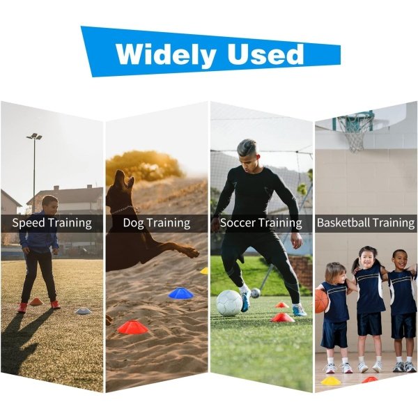 Disc Cones, 25/50/100/200 Pack Agility Soccer Cones with Carry Bag and Holder, Soccer Cones for Sports Training, Football, Soccer, Basketball, Coaching, Practice Equipment, 5 Color - Image 5