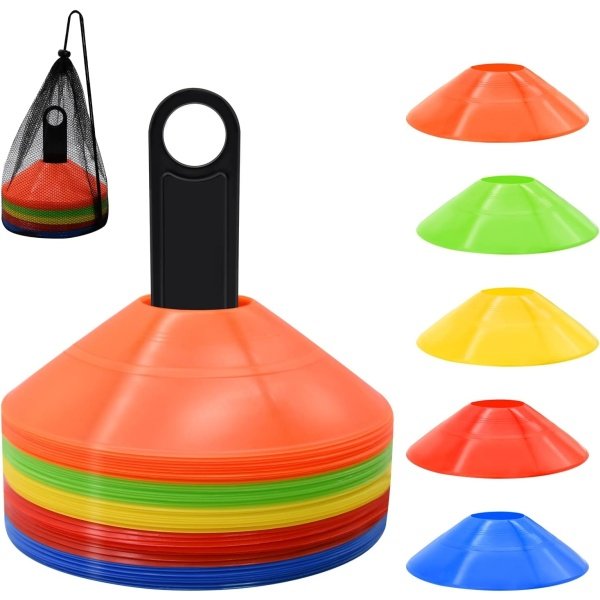 Disc Cones, 25/50/100/200 Pack Agility Soccer Cones with Carry Bag and Holder, Soccer Cones for Sports Training, Football, Soccer, Basketball, Coaching, Practice Equipment, 5 Color - Image 8