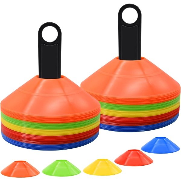 Disc Cones, 25/50/100/200 Pack Agility Soccer Cones with Carry Bag and Holder, Soccer Cones for Sports Training, Football, Soccer, Basketball, Coaching, Practice Equipment, 5 Color - Image 12