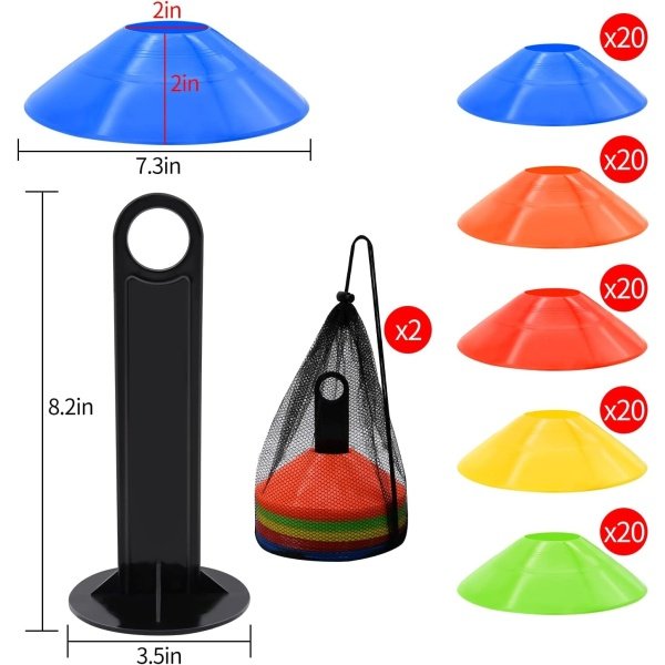 Disc Cones, 25/50/100/200 Pack Agility Soccer Cones with Carry Bag and Holder, Soccer Cones for Sports Training, Football, Soccer, Basketball, Coaching, Practice Equipment, 5 Color - Image 13