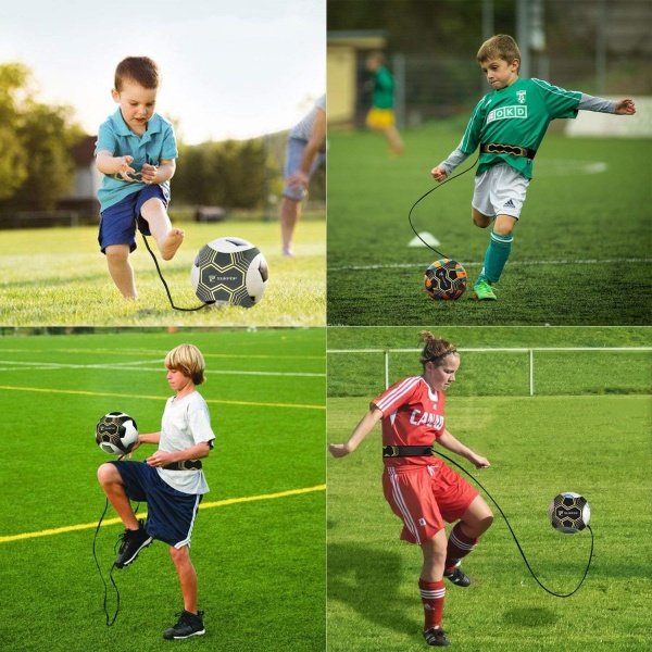 Soccer/Volleyball/Rugby Trainer, Football Kick Throw Solo Practice Training Aid Control Skills Adjustable Waist Belt for Kids Adults - Imagen 3