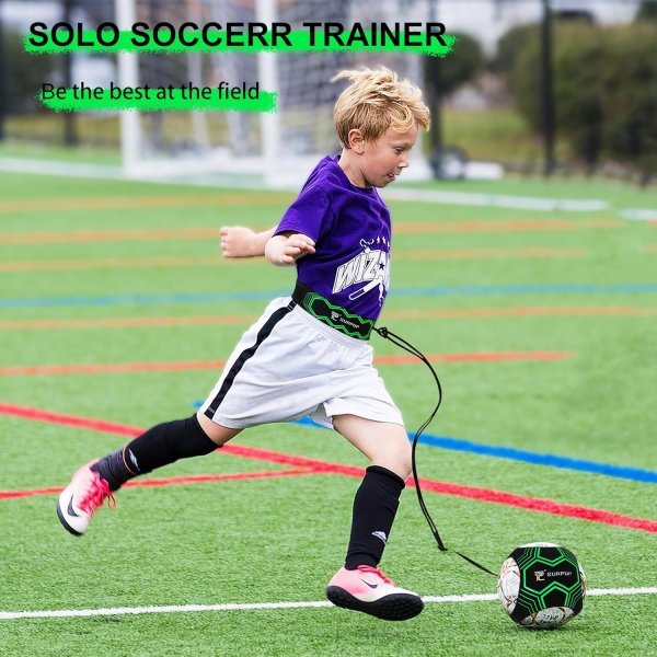 Soccer/Volleyball/Rugby Trainer, Football Kick Throw Solo Practice Training Aid Control Skills Adjustable Waist Belt for Kids Adults - Imagen 28