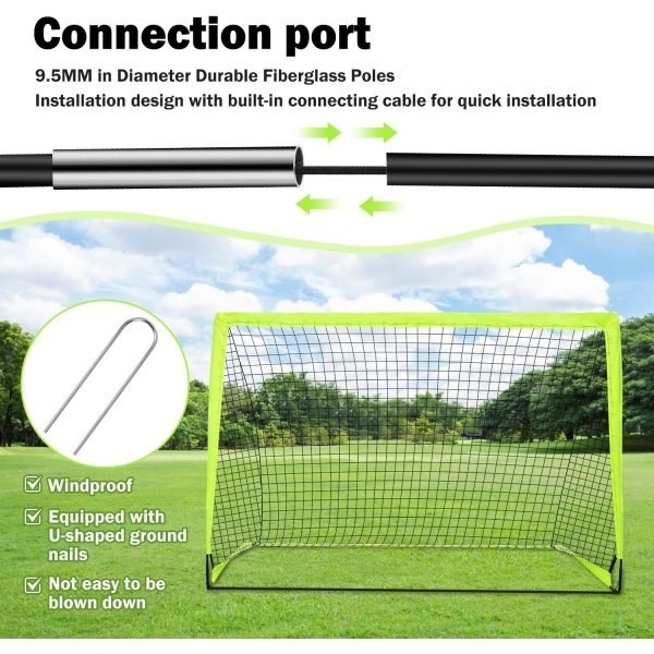 Soccer Goal - Set of 2 Soccer Nets, 6x4 ft Portable Pop Up Soccer Goals for Backyard - Soccer Training Equipment with Soccer Ball, Ladder, and Cones - Toddler Kids Youth Outdoor Game Toys - Image 4