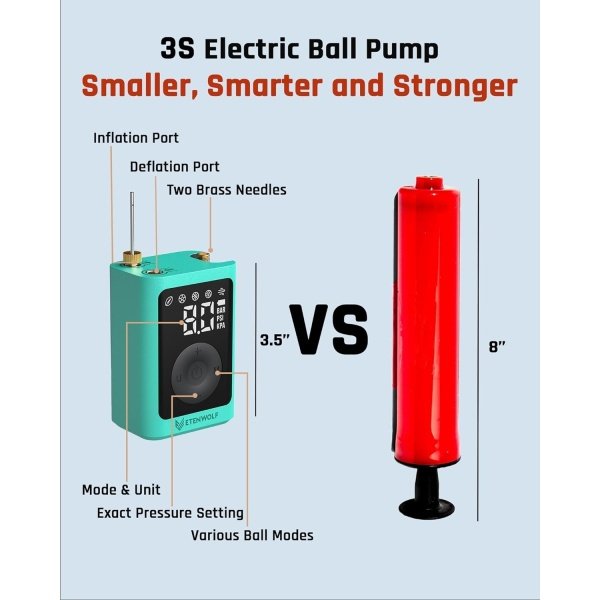 Electric Ball Pump Inflation & Deflation 2-17PSI, Basketball Pump with Precise Pressure Gauge, Rechargeable Air Pump for Balls, Soccer Ball Air Pump - Imagen 10