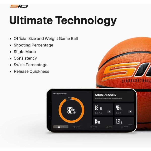 SiQ Smart Basketball, App, and Sensor | Shoot Better Now – Proven Results. Kids to Pro | Next-Gen AI Shot Analyzer, Realtime Shooting Coaching, Pro Leather Ball - Image 3