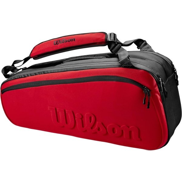 WILSON Clash V2 Super Tour Tennis Racket Bag - Red/Black, Holds up to 6 Rackets - Imagen 2