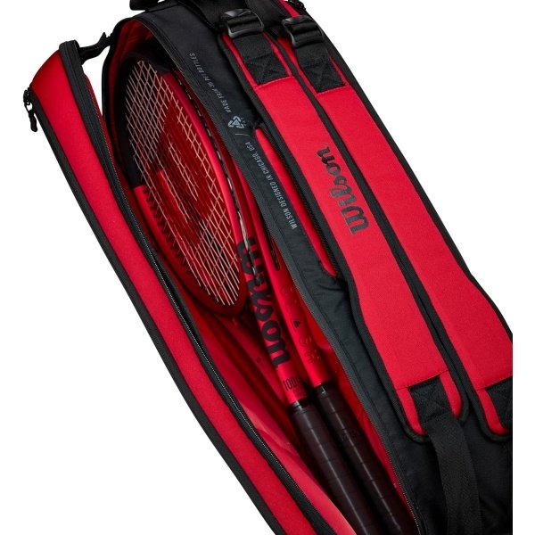 WILSON Clash V2 Super Tour Tennis Racket Bag - Red/Black, Holds up to 6 Rackets - Imagen 6