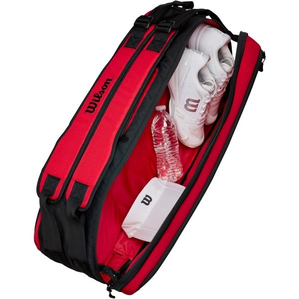WILSON Clash V2 Super Tour Tennis Racket Bag - Red/Black, Holds up to 6 Rackets - Imagen 7