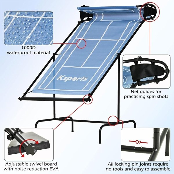 Ksports Tennis Rebounder Net with Carry Bag, Blue - Image 4