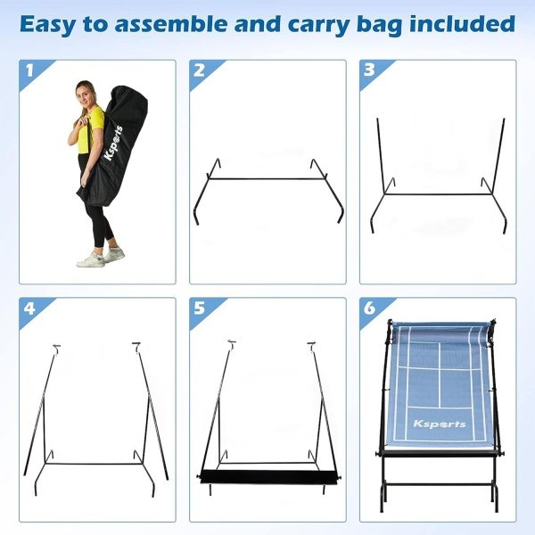 Ksports Tennis Rebounder Net with Carry Bag, Blue - Image 6