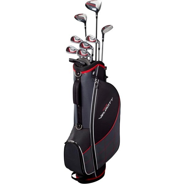 Wilson Tour Velocity Complete Golf Set with Stand Bag - Men's Right Hand, Regular Flex, Black/Red