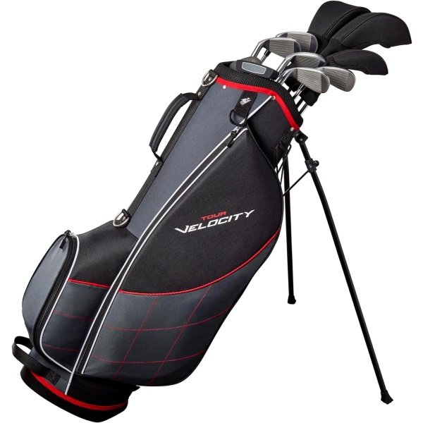 Wilson Tour Velocity Complete Golf Set with Stand Bag - Men's Right Hand, Regular Flex, Black/Red - Image 2