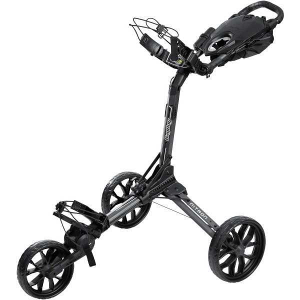 Bag Boy Nitron 3 Wheel Golf Push Cart, Easy 1 Step Open and Fold, Scorecard Console, Beverage Holder, Mobile Device Holder, Handle Mounted Parking Brake