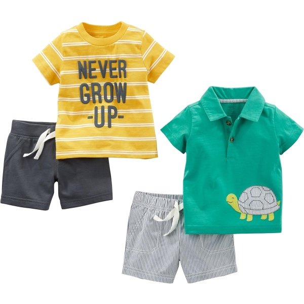 Simple Joys by Carter's Conjunto de ropa de juego de 4 piezas para bebés niños