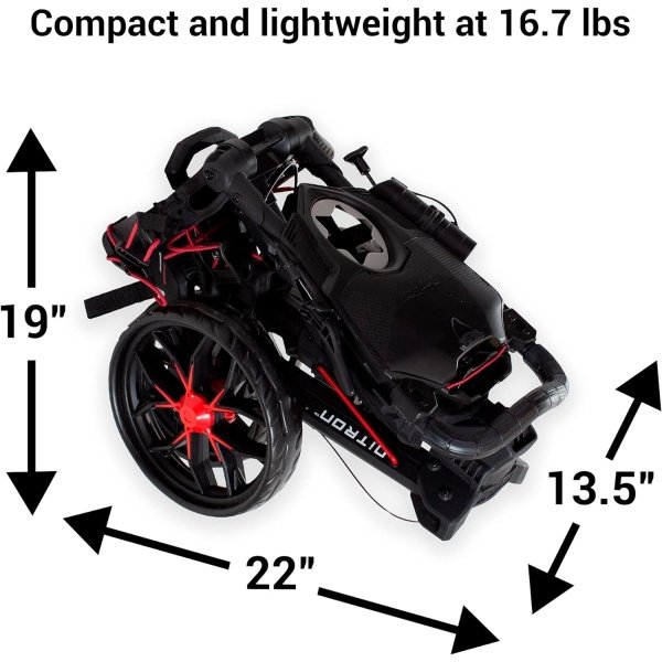 Bag Boy Nitron 3 Wheel Golf Push Cart, Easy 1 Step Open and Fold, Scorecard Console, Beverage Holder, Mobile Device Holder, Handle Mounted Parking Brake - Image 7