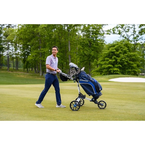 Bag Boy Nitron 3 Wheel Golf Push Cart, Easy 1 Step Open and Fold, Scorecard Console, Beverage Holder, Mobile Device Holder, Handle Mounted Parking Brake - Image 8