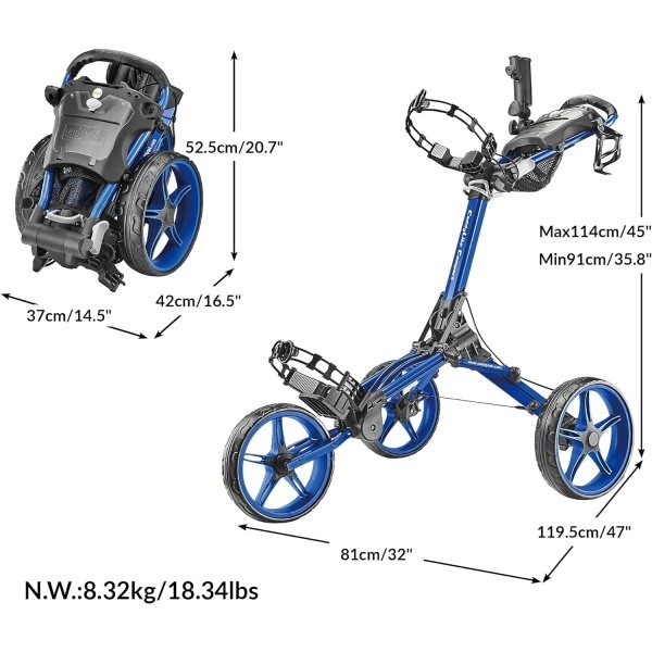 Caddytek CaddyLite Compact Semi-Auto Folding and Unfolding Golf Push Cart - Imagen 15