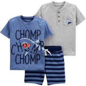Simple Joys by Carter's Conjunto de ropa de juego de 3 piezas para bebés niños