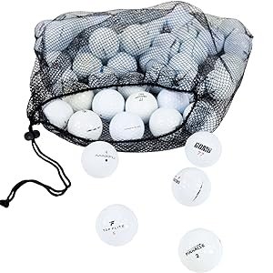 Golf balls in mesh bag