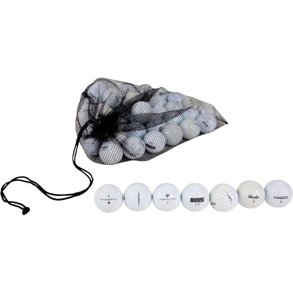 Clean Green Golf Balls - 48 Recycled Used Golf Balls in Good Condition - Great for Practice - Includes Reusable Mesh Carrying Bag