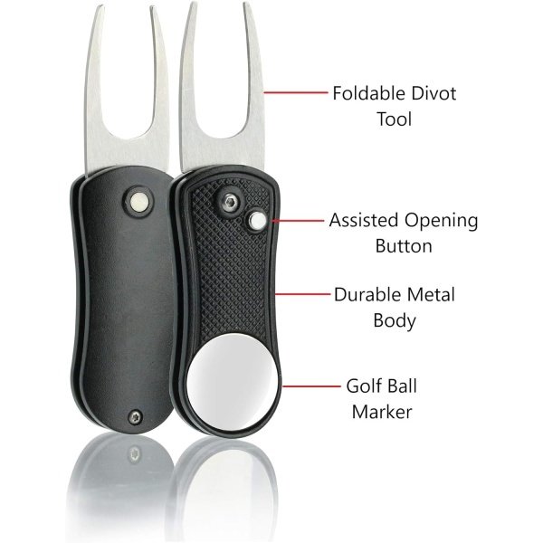 Golf Essentials Kit | Golf Towel | Cleaning Brush | TRI-LINE Golf Ball Alignment Kit | Divot Repair Tool | Golf Ball & Tee Holder - Imagen 4