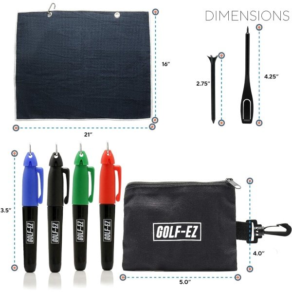 Golf Essentials Kit | Golf Towel | Cleaning Brush | TRI-LINE Golf Ball Alignment Kit | Divot Repair Tool | Golf Ball & Tee Holder - Imagen 7