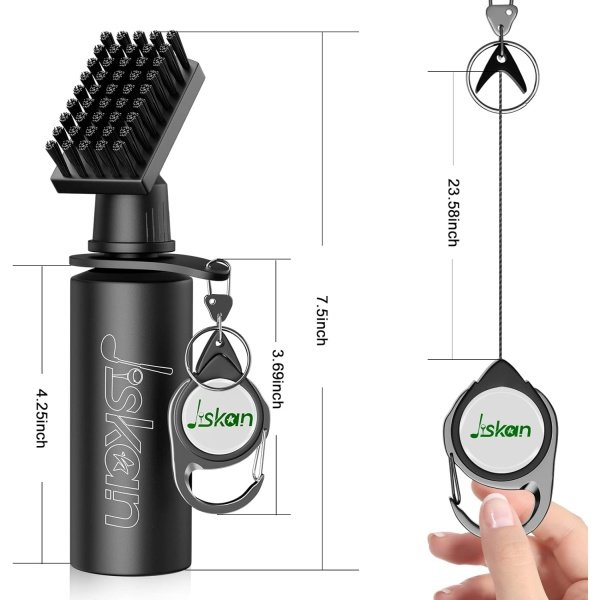 Pro Golf Club Brush Cleaner with Retainer Clip and Squeeze Water Bottle 7.5 Inches Holds 4 Ounces of Water, Essentials Golf Accessories for Men, Best Golf Gifts for Men - Image 3