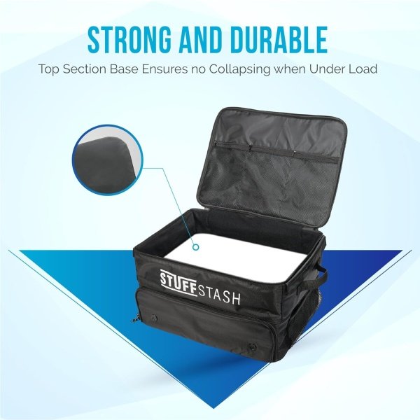 Golf Trunk Organizer - With Two Shoe Compartments, Dividers, Storage for Tees, Gloves, Balls and More - Store Accessories in Your Car or SUV - Golfer Gift Essentials for Men and Women - Imagen 2