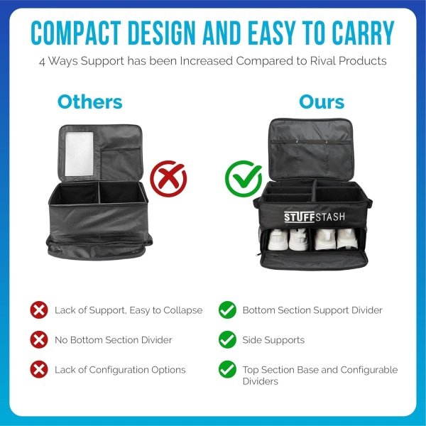 Golf Trunk Organizer - With Two Shoe Compartments, Dividers, Storage for Tees, Gloves, Balls and More - Store Accessories in Your Car or SUV - Golfer Gift Essentials for Men and Women - Imagen 6