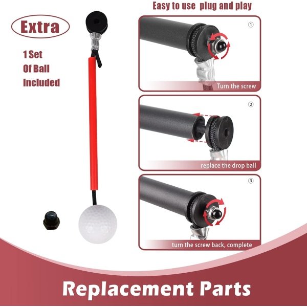 Golf Swing Trainer Aid - Durable Iron Golf Practice Swing Groover & Hitting Training Aid - Golf Accessories for Any Level with Replacement Ball Included & Height Adjustment - Image 4