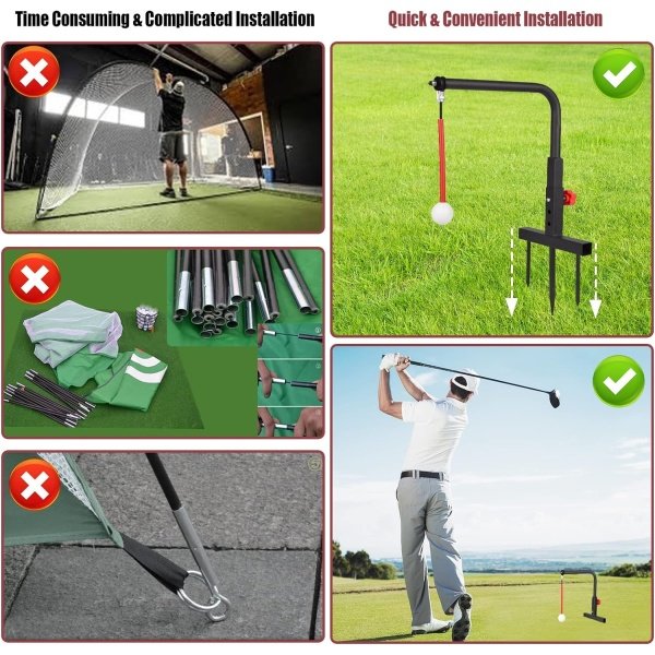 Golf Swing Trainer Aid - Durable Iron Golf Practice Swing Groover & Hitting Training Aid - Golf Accessories for Any Level with Replacement Ball Included & Height Adjustment - Image 5