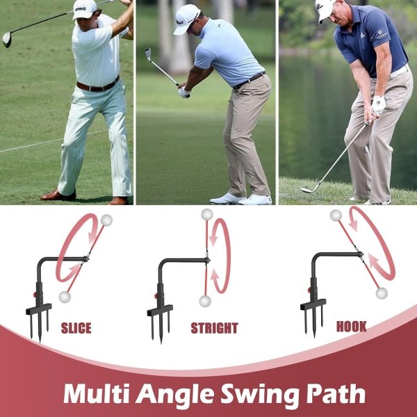 Golf Swing Trainer Aid - Durable Iron Golf Practice Swing Groover & Hitting Training Aid - Golf Accessories for Any Level with Replacement Ball Included & Height Adjustment - Image 6