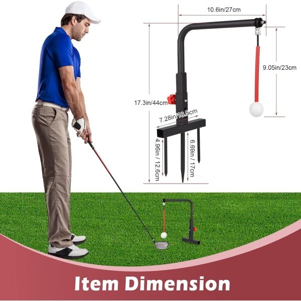 Golf Swing Trainer Aid - Durable Iron Golf Practice Swing Groover & Hitting Training Aid - Golf Accessories for Any Level with Replacement Ball Included & Height Adjustment - Image 7