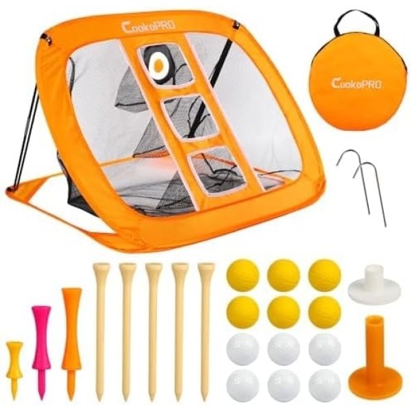 Golf Chipping Net Set,Pop Up Golf Net with Durable Rubber Training Mat,10 Golf Tees,6 Practice Balls,6 Foam Balls and Carry Bag for Indoor & Outdoor Game - Image 5