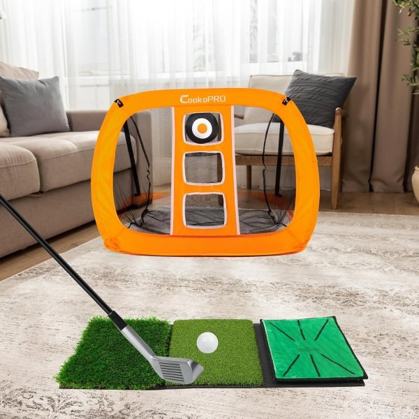 Golf Chipping Net Set,Pop Up Golf Net with Durable Rubber Training Mat,10 Golf Tees,6 Practice Balls,6 Foam Balls and Carry Bag for Indoor & Outdoor Game - Image 6