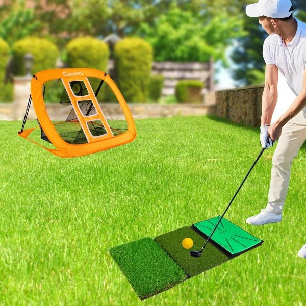 Golf Chipping Net Set,Pop Up Golf Net with Durable Rubber Training Mat,10 Golf Tees,6 Practice Balls,6 Foam Balls and Carry Bag for Indoor & Outdoor Game - Image 7